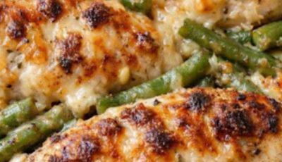 Oven Baked 4-Ingredient Amish Chicken and Green Bean Bake